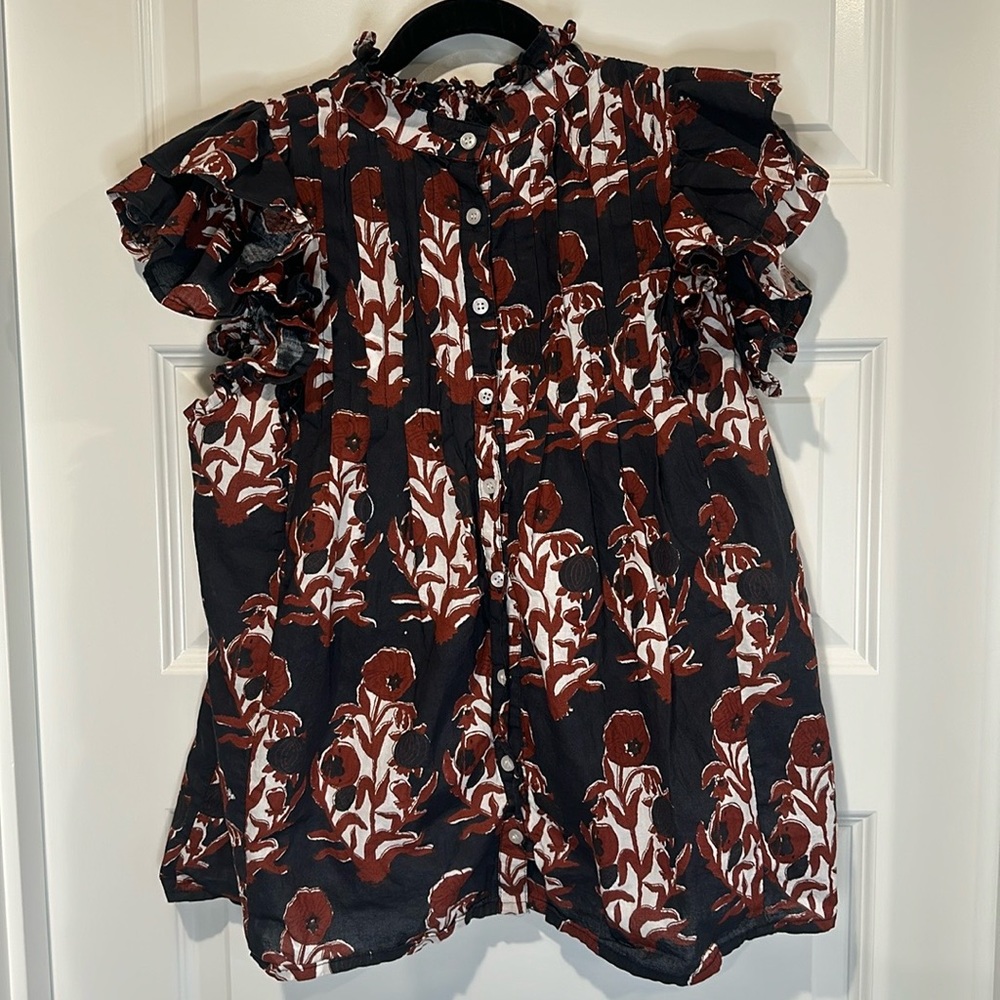 Victoria Dunn Floral Ruffled Sleeve Blouse